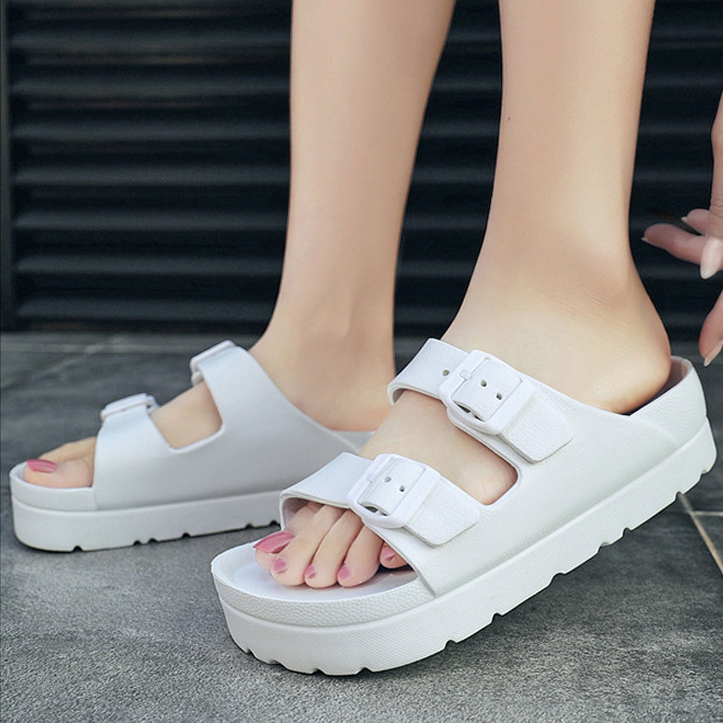 Buddy Platform Double Buckle Sandals