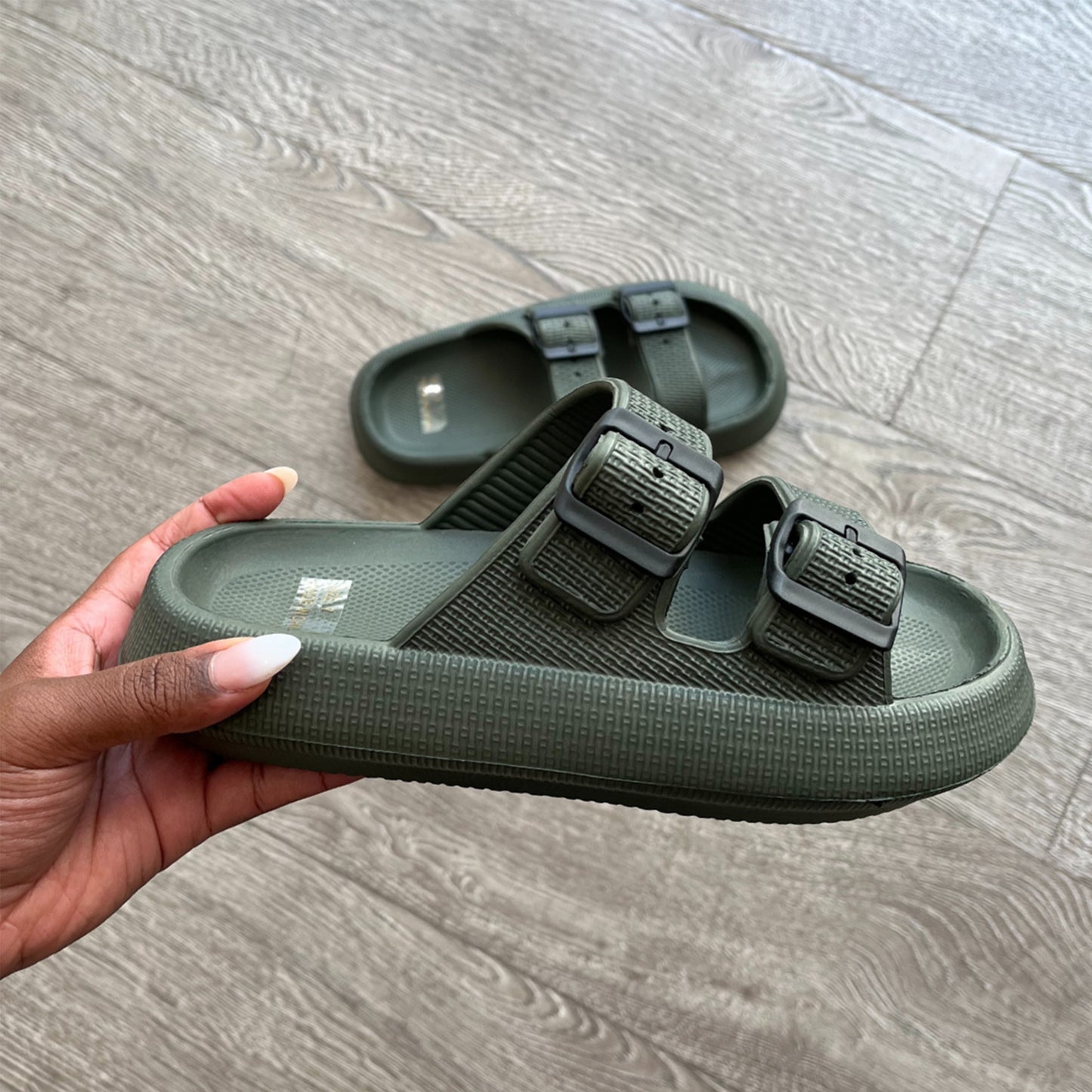 Tiffany Double Buckle Cloud Slides