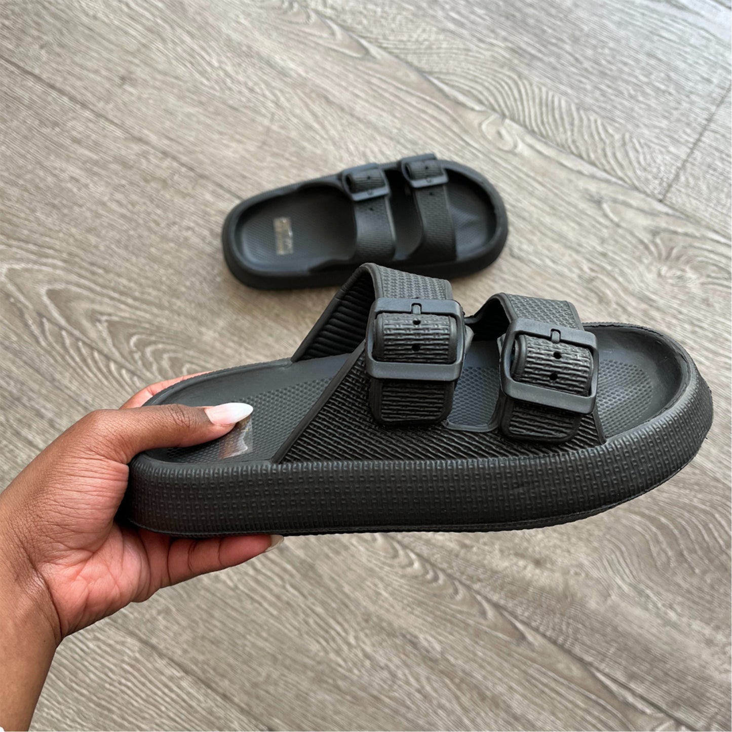 Tiffany Double Buckle Cloud Slides