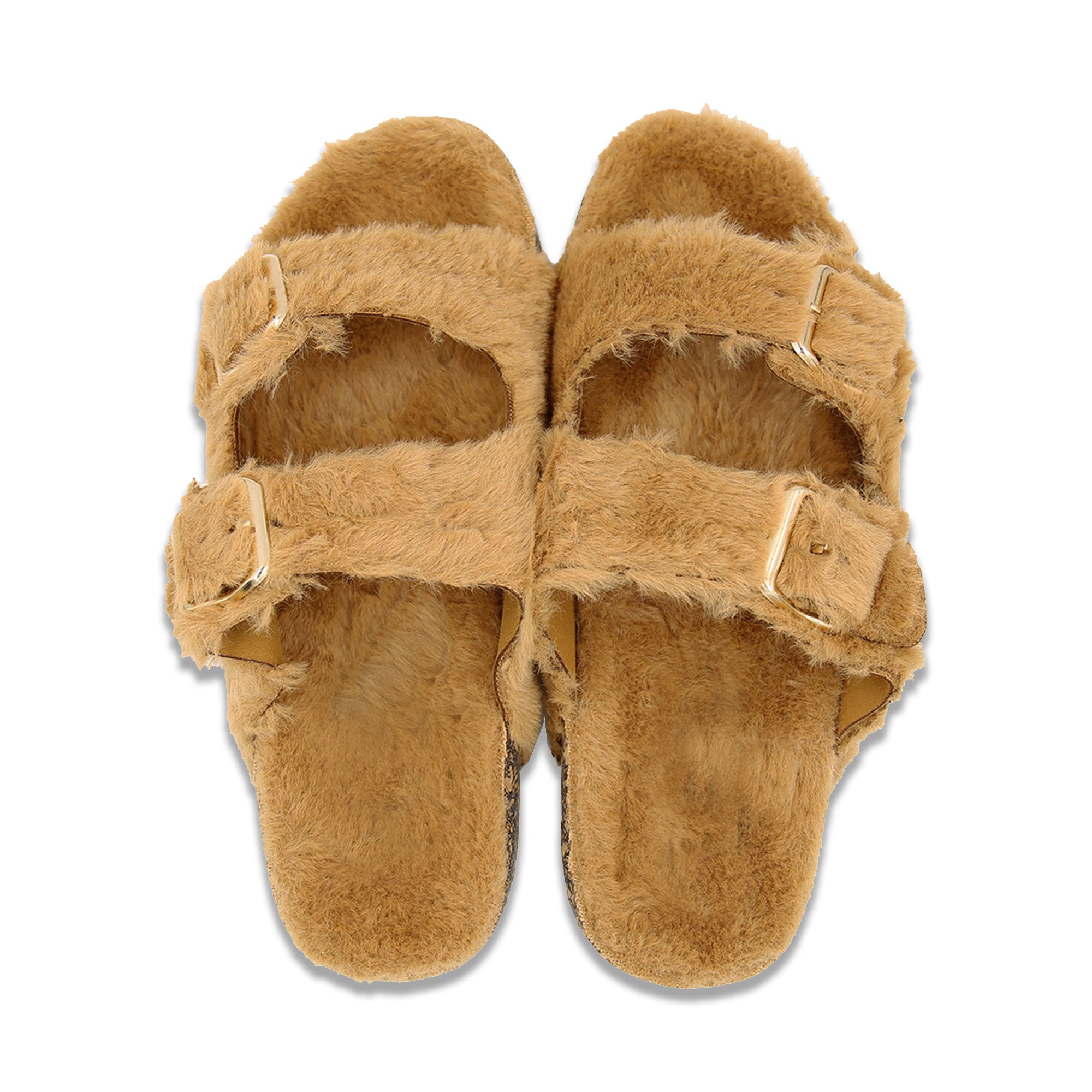 Glam Fuzzy Double Buckle Slides Shop Lavra