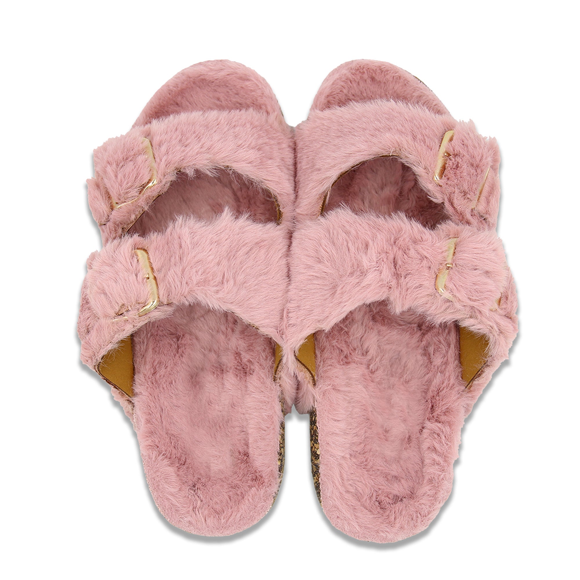 Glam Fuzzy Double Buckle Slides Shop Lavra