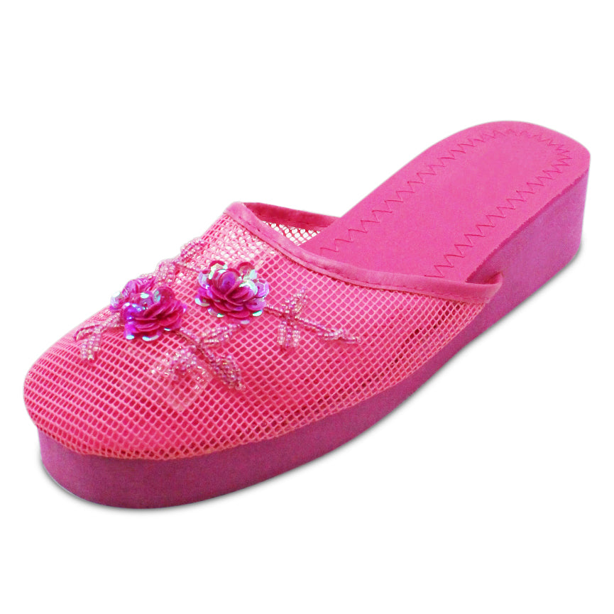 Beaded mesh store slippers