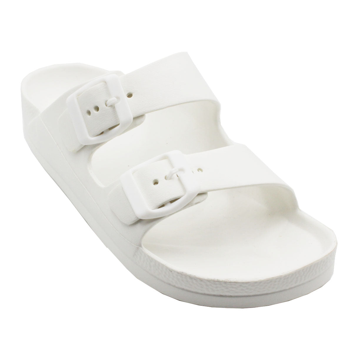 Buckle hot sale sandals white